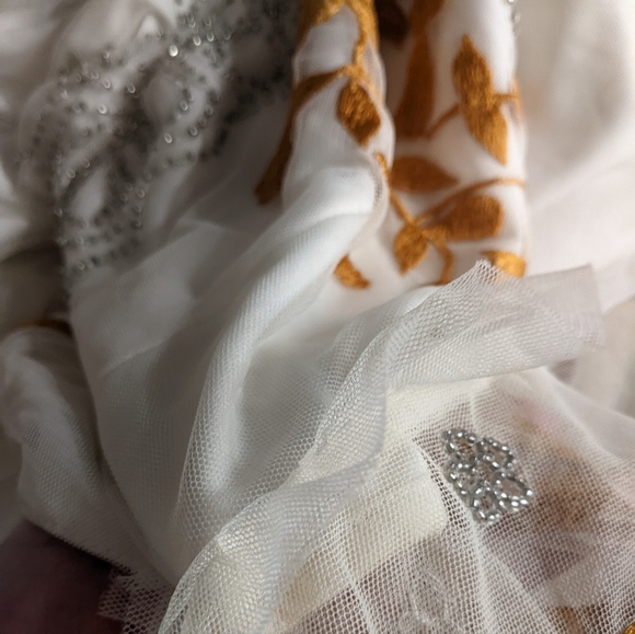 white beaded mid length dress - Picture 7 of 7